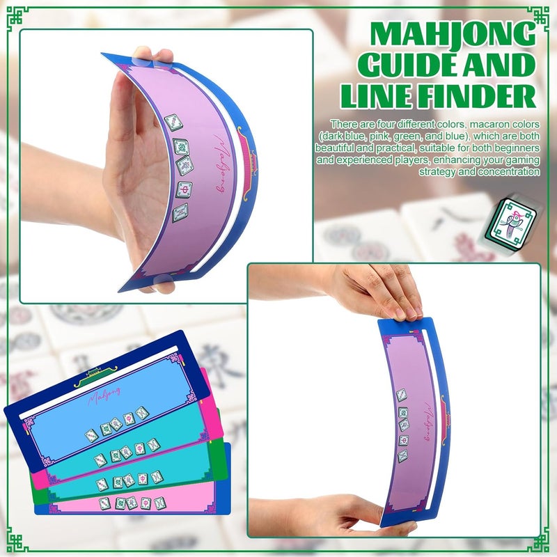 Faccito 4 Pcs Mahjong Card Guide and Line Finder for Strategy Tool for Beginners, for Travel, Parties, Competitions, Game Nights(Multicolor,Cute) - Image 5
